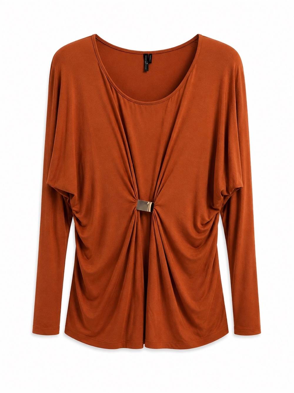 Guess by Marciano Twist-Front Long Sleeve Top - Rust Orange